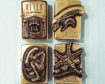 Accendino Zippo Alien 20° anniversario – Edizione limitata in ottone con design 3D / Regalo da collezione fantascientifico per lui / Cimeli cinematografici