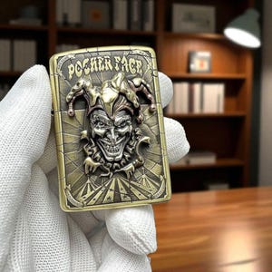Zippo Pocket Face Joker Lighter – 3D Engraved Armor Case, Collectible Limited Edition, Gift for Joker & Zippo Fans