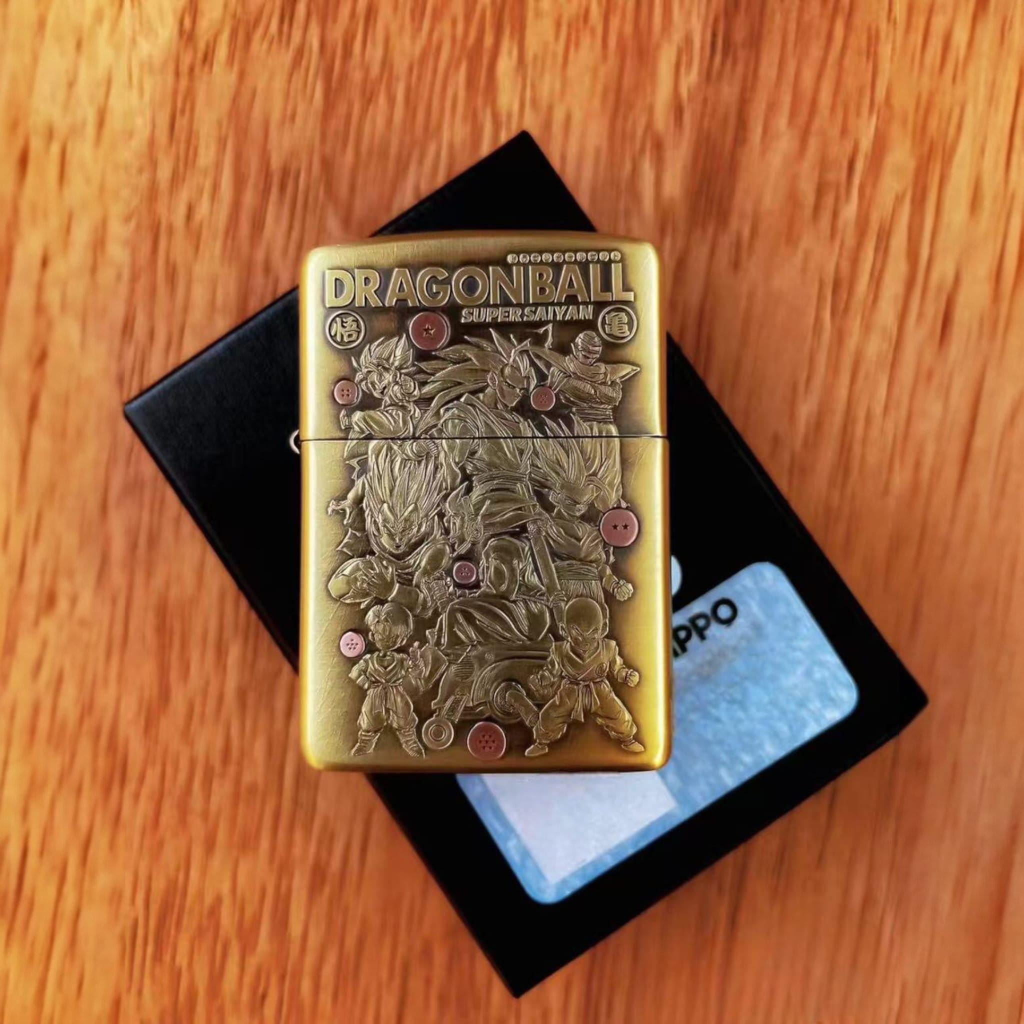 3D Dragon Ball Z Zippo Lighter: Super Saiyan Art, Antique Gold