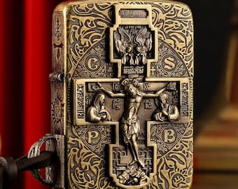 3D Engraved Zippo Lighter: Antique Christian Cross Design