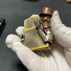 3D Clown Zippo Lighter: Rare Antique Brass Collectible