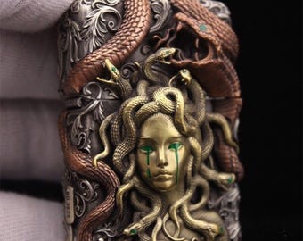 3Dメデューサ ジッポーライター：アンティークシルバー ギリシャ神話 コレクターズアイテム