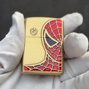 Gold Zippo Lighter: Spider Hero Engraved, Windproof, Made in USA