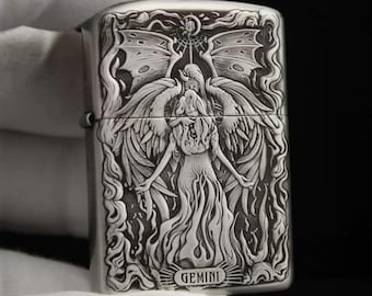 Encendedor Zippo con signo del zodíaco: diseño astrológico grabado, fabricado en EE. UU.