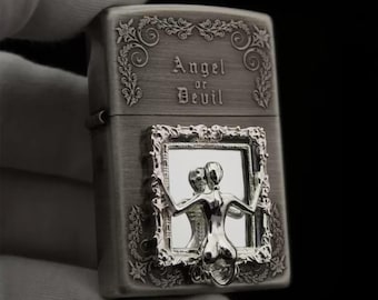 ゴシックエンジェルまたはデビルライター - 3Dメタルジッポー、ヴィンテージコレクターズアイテム