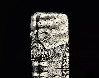 3D Skull Zippo Feuerzeug: Gothic Skelett, Antik Silber Finish