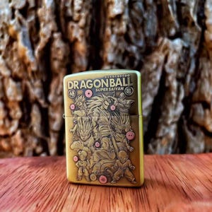 Dragon Ball Z Zippo Lighter – 3D Super Saiyan Art, Antique Gold Finish, Windproof Collectible, Anime Gift for DBZ Fans