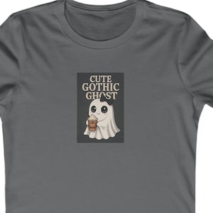 Cute Gothic Ghost Women&#39;s Tee, Halloween T-Shirt, Spooky Cute Shirt, Unique Gifts for Her, Casual Halloween Wear, Ghost Graphic Top