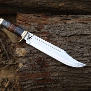 Unique Gift for Hunters – 18" Handmade Knife | D2 Steel Blade | Leather & Wood Handle | Bushcraft and Camping Knife