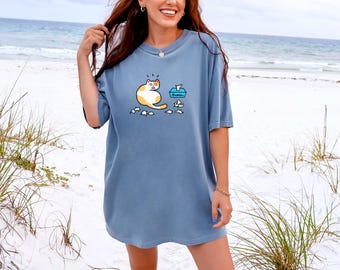 Camiseta "Gato sorprendido en una caja": divertida camiseta para amantes de los animales