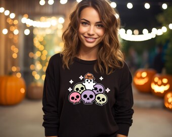 Sudadera de fantasma de Halloween: jersey con estampado de calavera espeluznante