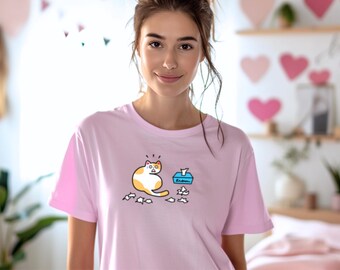 Camiseta "Gato sorprendido en una caja": divertida camiseta para amantes de los animales