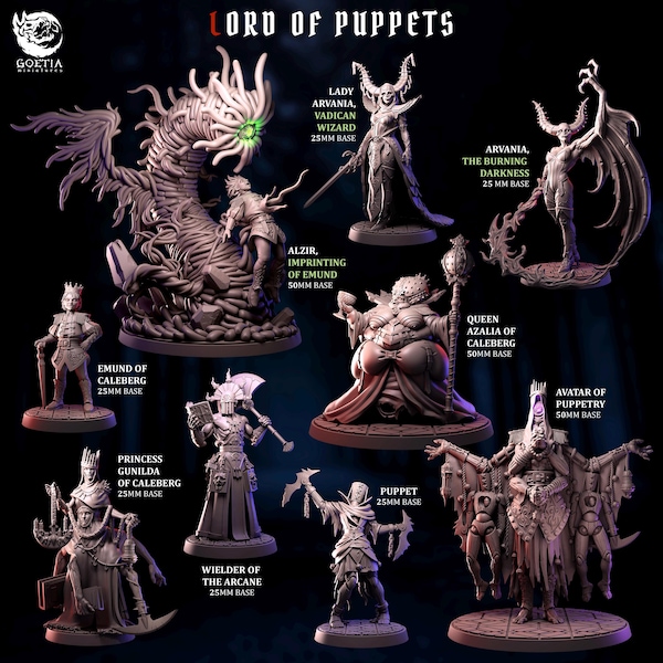 Lord of Puppets - Complete Set - Printed Miniatures - Stat blocks Included