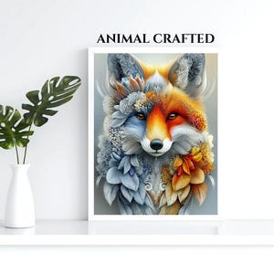 Fox in Full Bloom – Dreamy Digital Fox Art – Whimsical Printable Animal Wall Art