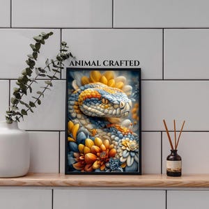 Dreamy Snake Wall Art – Botanical Reptile Portrait – Printable Digital Download – Whimsical Wildlife Home Décor