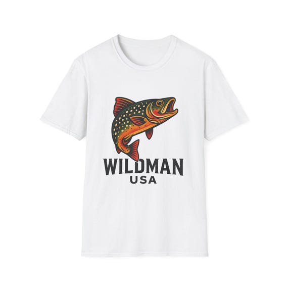 Wildman Fishing T-Shirt, Unisex Softstyle Tee, Outdoor Adventure Shirt, Perfect Gift for Fishermen, Casual Summer Wear