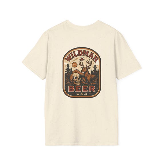 Wildman Beer Unisex Softstyle T-Shirt, Vintage Style Tee, Beer Lover Gift, Outdoorsy Apparel, Nature Graphic Shirt, Unisex Graphic Tee