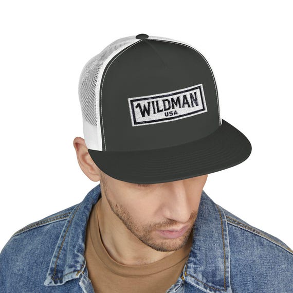 Wildman USA 5 Panel Trucker Cap, Cool Outdoor Hat, Gifts for Him, Casual Style Cap, Summer Accessory, Embroidered Trucker Cap