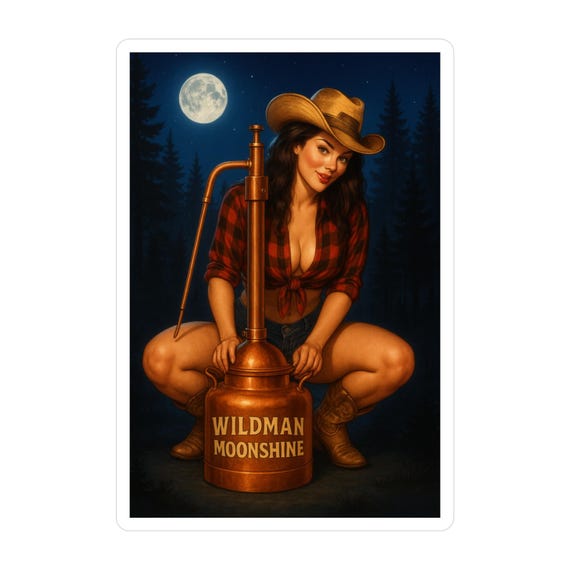 Vintage Wild West Kiss-Cut Vinyl Decals, Fun Moonshine Decor, Cowboy Stickers, Unique Wall Art, Gifts for Western Lovers