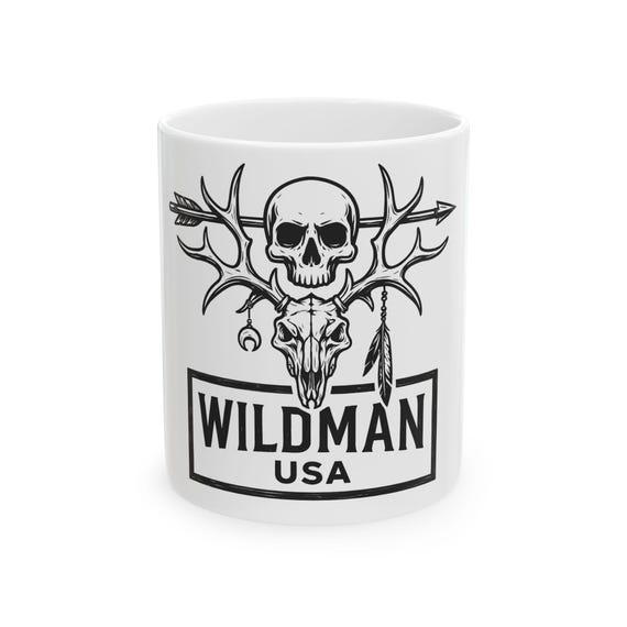Stylish Wildman Ceramic Mug - Perfect for Coffee Lovers, Unique Gift for Him, Home Decor, Adventure Mug, Skull Design