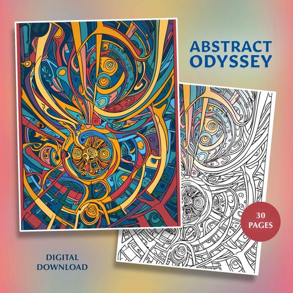 Surreal Geometric Coloring Book: Abstract Odyssey (PDF & PNG, 30 Pages)