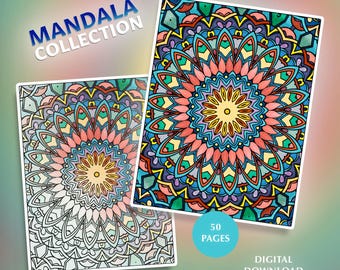 50 Mandala Coloring Pages: Intricate Designs, Stress Relief (PDF & PNG)