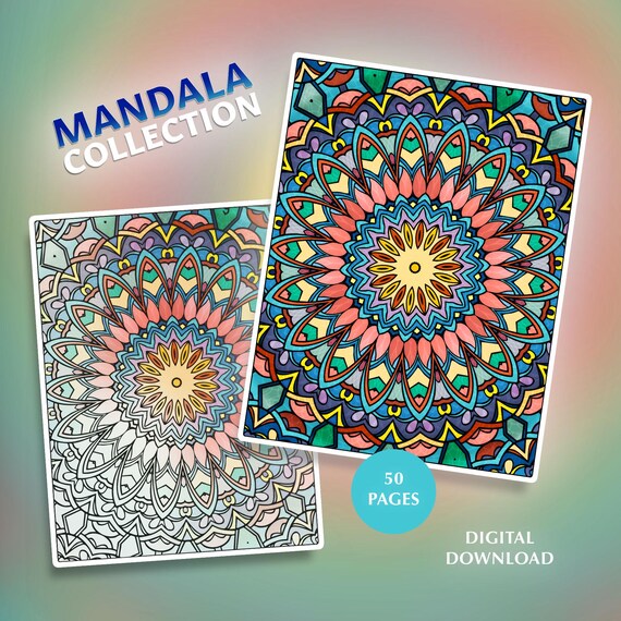 50 Mandala Coloring Pages: Intricate Designs, Stress Relief (PDF & PNG)