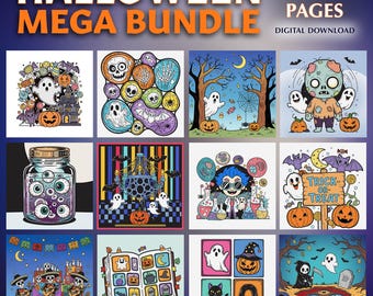 Paquete gigante de páginas para colorear de Halloween: 300 diseños espeluznantes y adorables (PDF)
