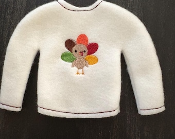 Thanksgiving Turkey Sweater for 12" doll/elf