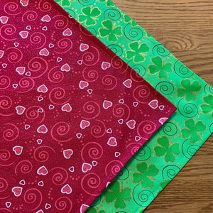 Reversible Valentine Heart Table Runner, 14 x 41 Inch St Patrick's  Table Runner,  Shamrock Table Runner