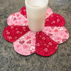 Candle Mat, Sweetest Day 11.5" Quilted Mug Rug, Love You Table Decor