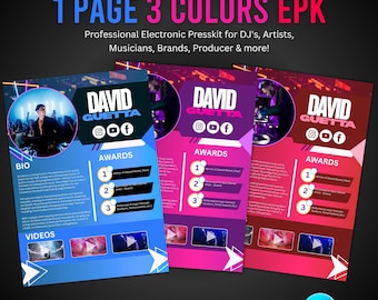 Editable Musician EPK Canva Template: DJ, Artist, Rap (Digital Download)