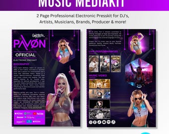 Editable DJ/Musician EPK Template: Canva Electronic Press Kit (Digital Download)