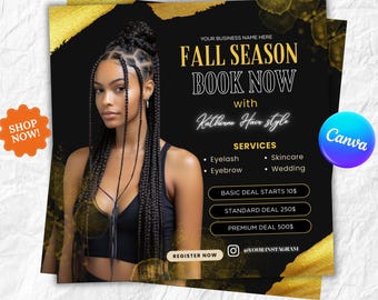 Fall Halloween Booking Flyer: Lash, Hair, Nails, MUA (DIY Canva Template)