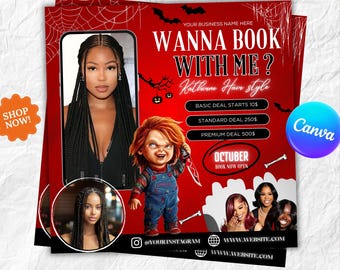 October Booking Flyer: Halloween Hair, Nails, Lashes (DIY Canva)