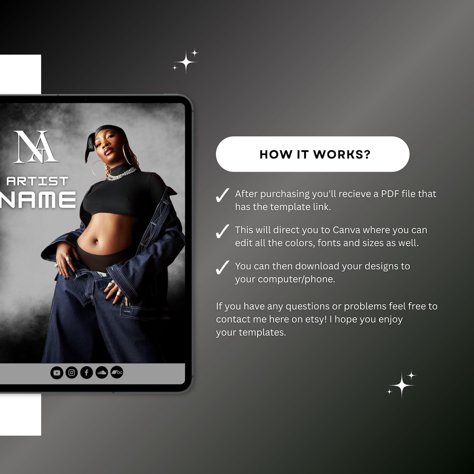 Editable Musician EPK Template: DJ, Artist, Influencer Media Kit (canva ...