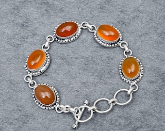 Armband aus rotem Onyx | handgefertigter Schmuck | handgefertigtes Armband | Edelsteinarmband | Geschenk für sie |