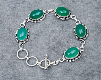 Armband aus grünem Onyx | handgefertigter Schmuck | handgefertigtes Armband | Edelsteinarmband | Geschenk für sie | Weihnachtsgeschenk |