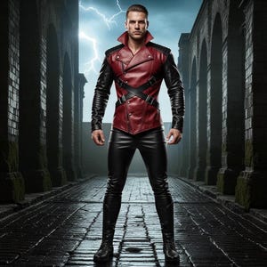 Handmade Gothic Leather Warrior Jacket: Custom Cosplay LARP Outfit
