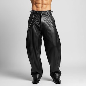 Handmade Gothic Black Leather Pants | Custom Fit Biker Trousers
