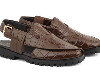 Stylish Brown Slip-On Sandals with Rubber Sole – Premium Cow Leather Upper – Comfortable Summer Footwear