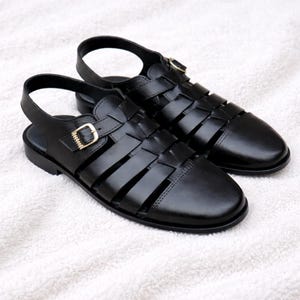 Handmade Leather Fisherman Sandals for Men | Full Grain Genuine Leather Comfort Dress & Casual Shoes | Breathable Artisan Summer Sandals image 6