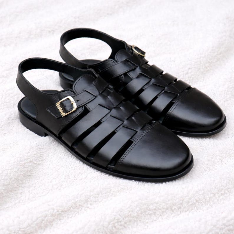 Handmade Leather Fisherman Sandals for Men | Full Grain Genuine Leather Comfort Dress & Casual Shoes | Breathable Artisan Summer Sandals image 6