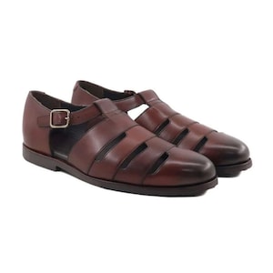 Handmade Leather Fisherman Sandals: Greek Style Closed Toe Summer Shoes