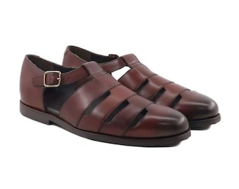 Handmade Leather Fisherman Sandals: Greek Style Closed Toe Summer Shoes