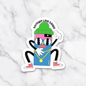 MF DOOM, Hip-Hop Rhymes Like Dimes Sticker, 90s theme, Rapper, Cool Sticker, Laptop Sticker, Skateboard, Waterproof Vinyl