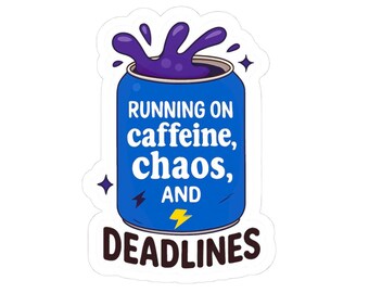 Energiedrank cafeïnechaos - leuk decor voor laptops, tijdschriften, waterflessen, cadeaus voor studenten, motivatiestickers