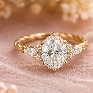 Oval cut Moissanite Ring, Rose Gold Engagement Ring, Minimalist Oval Cut Ring, Dainty Solitaire Ring, Modern Bridal Jewelry, Promise Ring