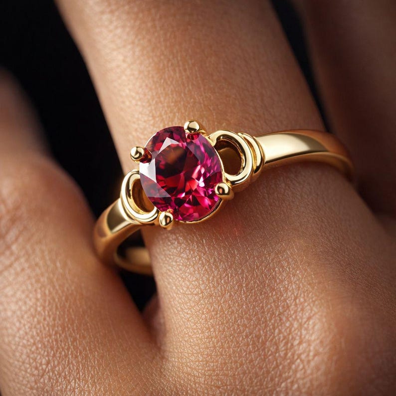 Ruby Ring Oval Cut Ruby Gemstone Statement Ring Sterling Silver Ruby Promise Bridal Ring Anniversary Gift For Women July Birthstone Ring image 1