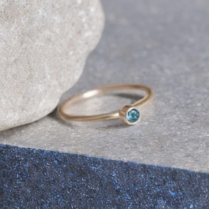 Natural Swiss Blue Topaz Ring Round Cut Topaz Ring Sterling Silver Ring Dainty Ring Stackable Ring Promise Ring November Birthstone Ring